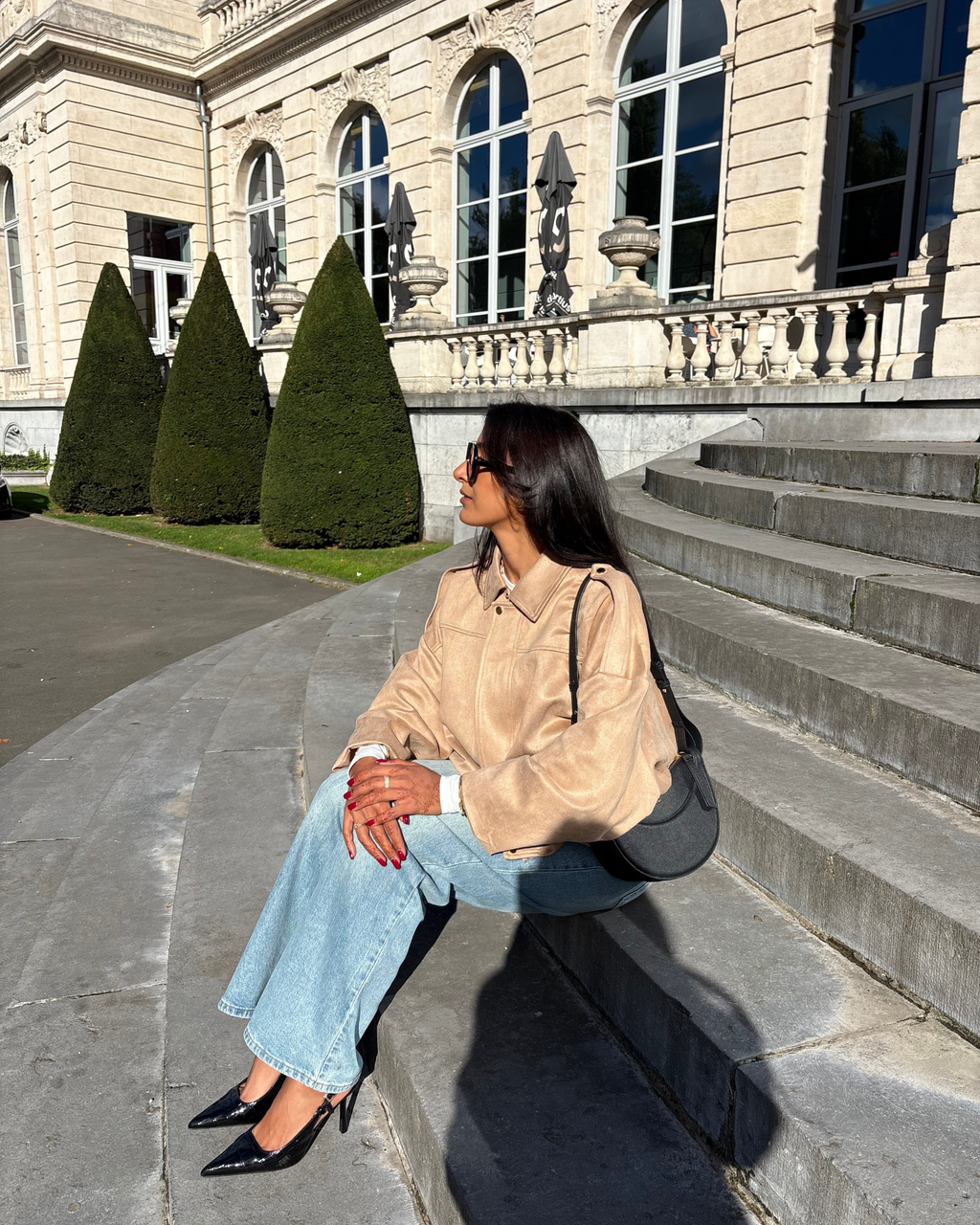 Suede Bomber Jas - Beige