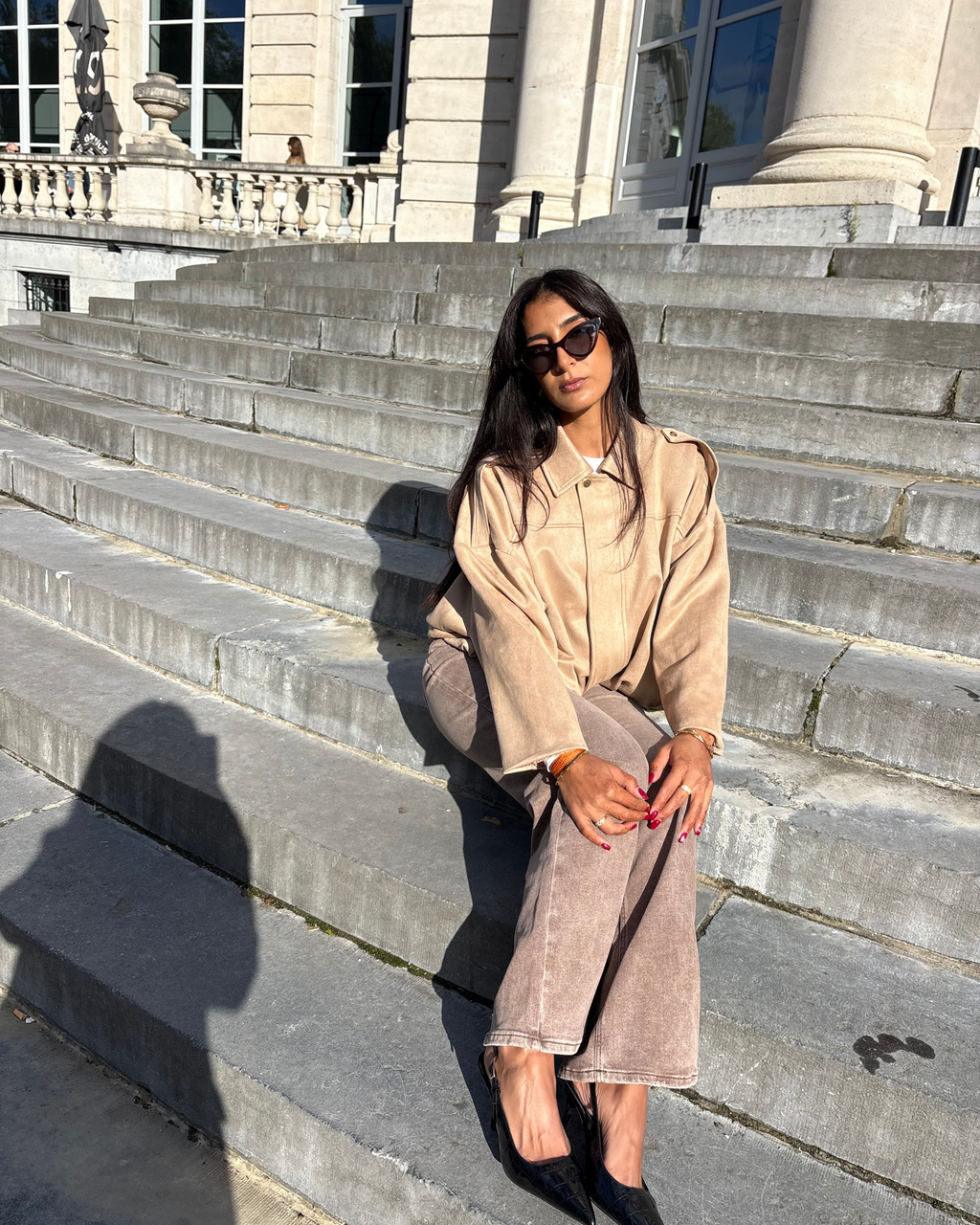 Suede Bomber Jas - Beige