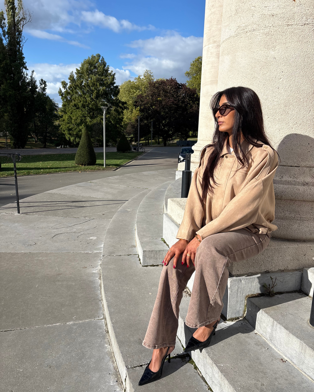 Suede Bomber Jas - Beige