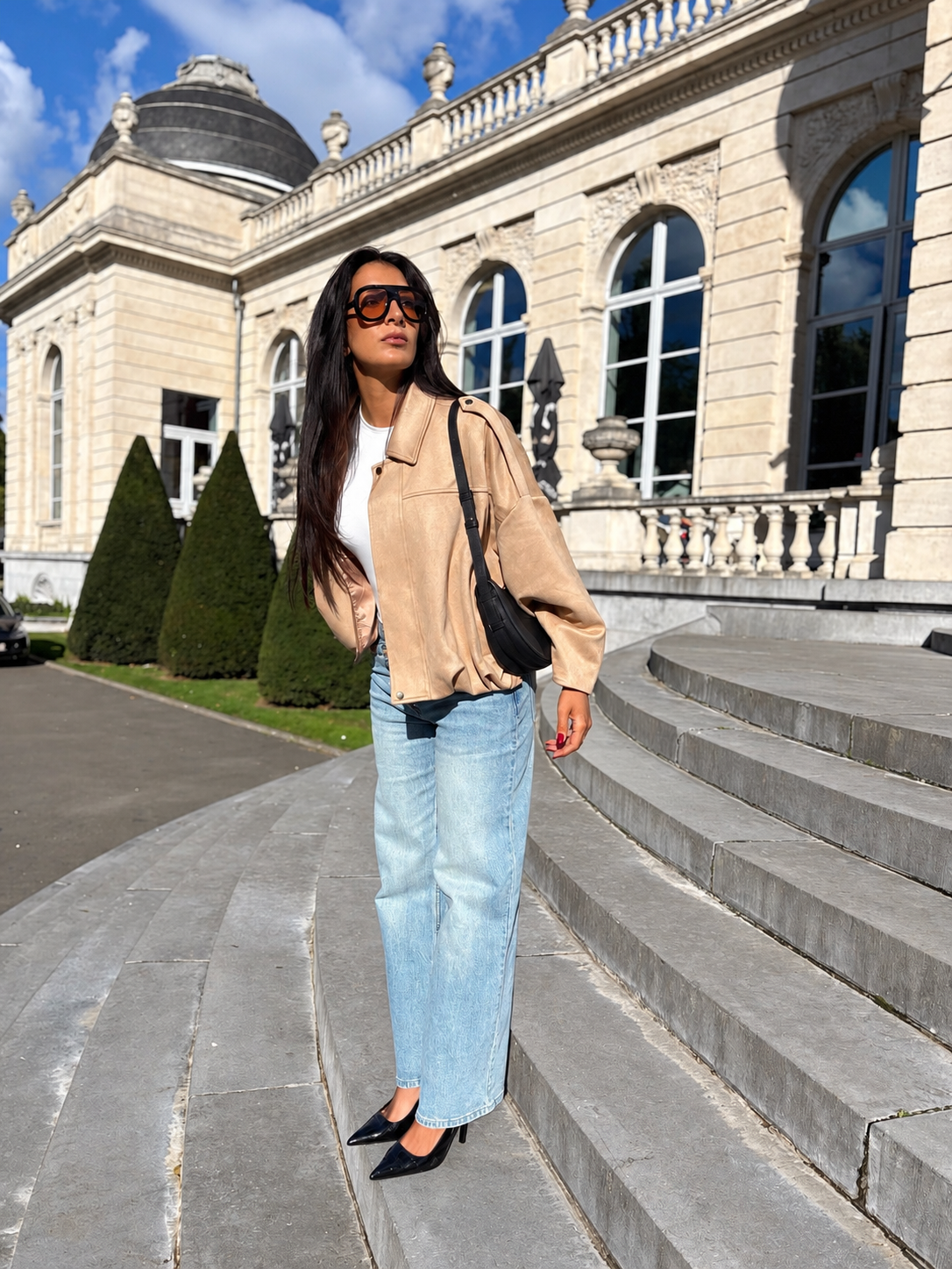 Suede Bomber Jas - Beige